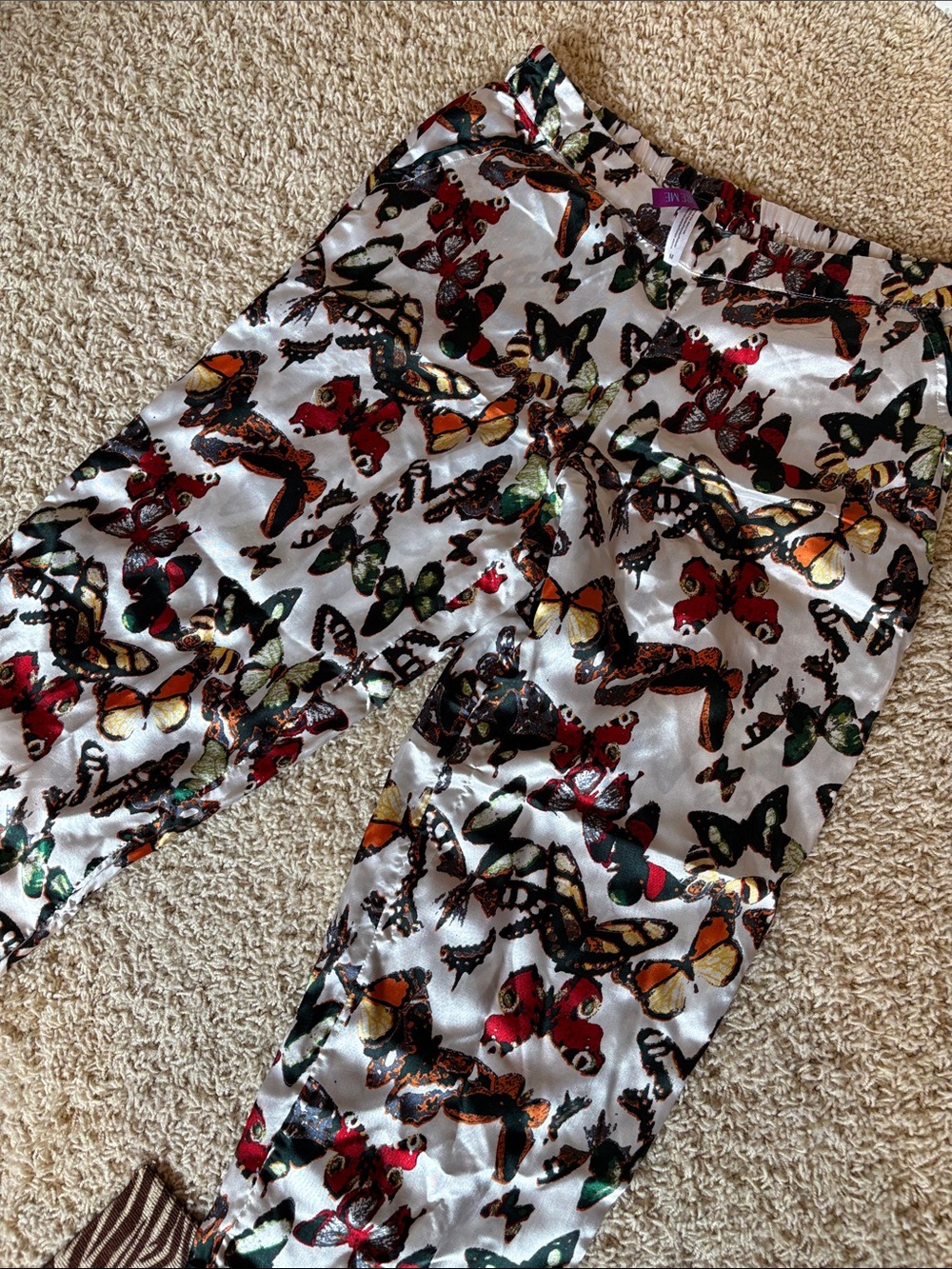 Satin butterfly print sleep pants
